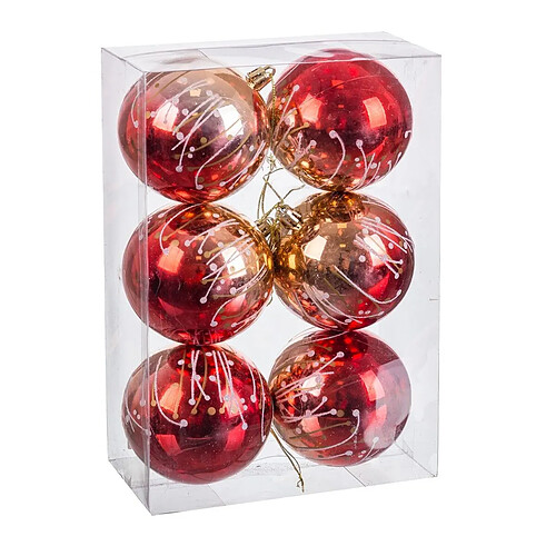 BigBuy Home Boules de Noël Rouge Plastique Ø 8 cm 24 X 8 X 16 CM (6 Unités)