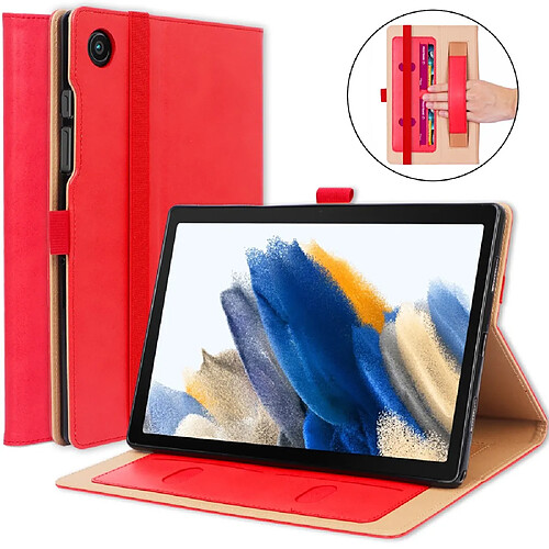 Etui en PU avec support et porte-cartes rouge pour votre Samsung Galaxy Tab A8 10.5 (2021)