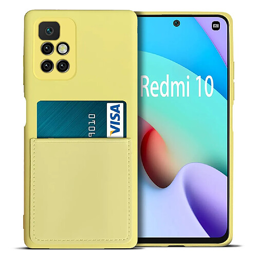 Coque en silicone avec porte-carte jaune pour votre Xiaomi Redmi 10/Redmi 10 Prime