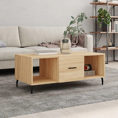 vidaXL Table basse chêne sonoma 102x50x40 cm bois d'ingénierie