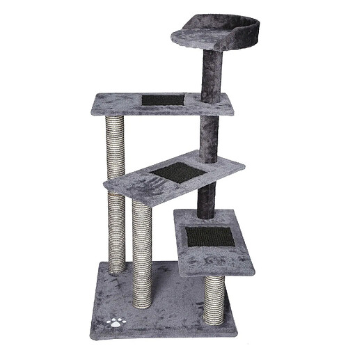 Helloshop26 Arbre à chat 100 cm corde sisal bicolore griffoir grattoir jeux gris et gris clair 16_0000002