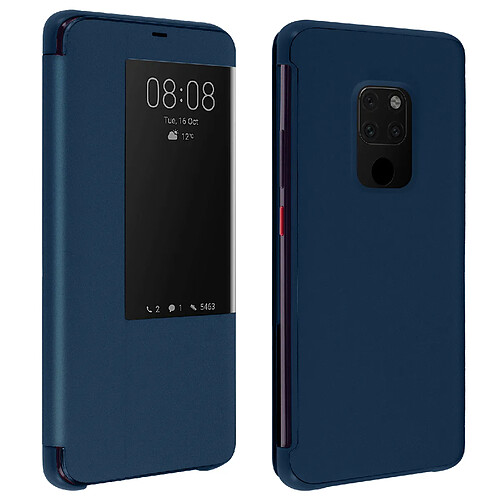 Avizar Housse Huawei Mate 20 Étui Grande Fenêtre Translucide Coque Rigide - bleu nuit