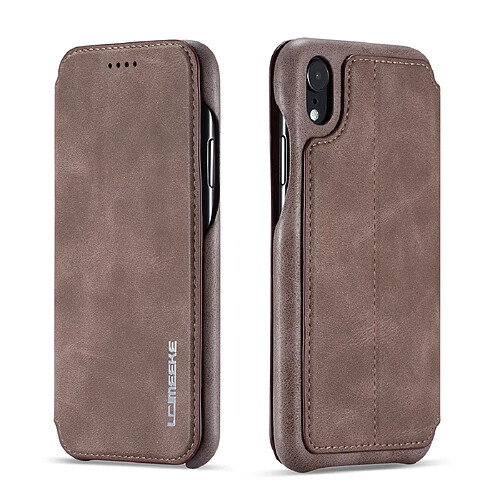 Wewoo Coque Pour iPhone XR Hon Ancient Series Etui en cuir avec fentes support et porte-cartes café