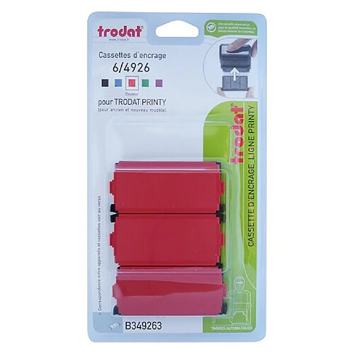 Trodat Blister 3 cassettes encre rouge Printy 6/4926C