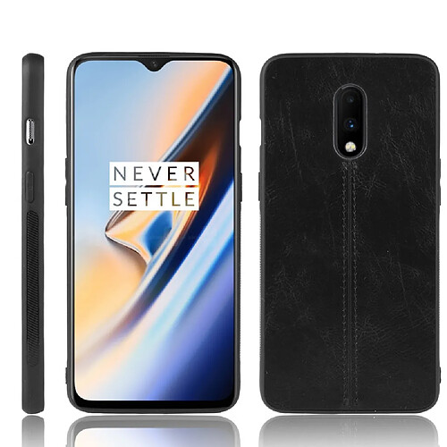 Wewoo Coque Pour OnePlus 7 antichoc couture peau de vache motif PC + PU + TPU cas noir