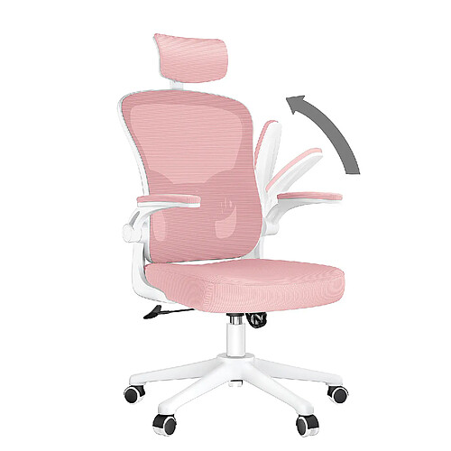 BIGZZIA Chaise de Bureau - Ergonomique Fauteuil avec 2D Accoudoirs, Hauteur Appui-tête Soutien Lombaire Dossier Règalable Rose