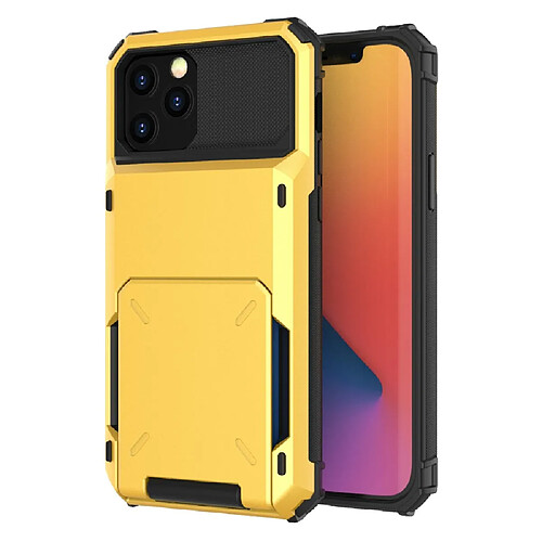 Coque en TPU à rabat, hybride, anti-chute avec porte-cartes jaune pour votre Apple iPhone 13 Pro 6.1 pouces