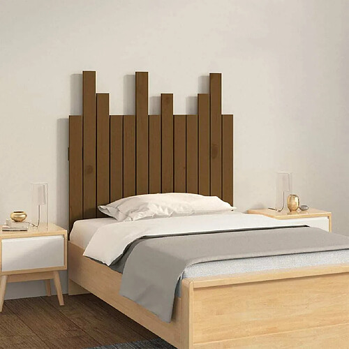 Maison Chic Tête de lit scandinave pour lit adulte,Meuble de chambre murale Marron miel 82,5x3x80 cm Bois massif de pin -MN22604