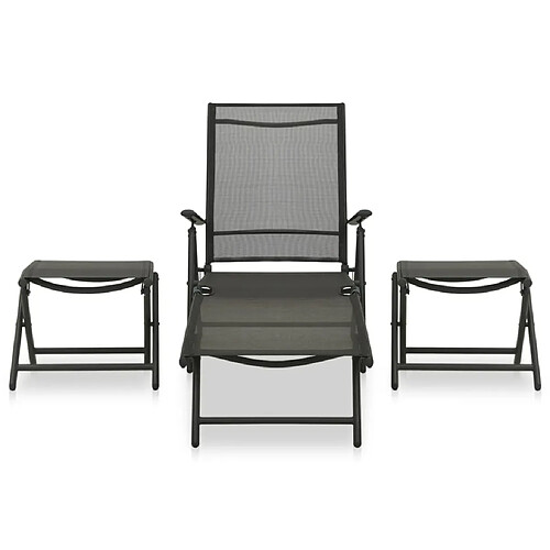 Maison Chic Salon de jardin 3 pcs - Table et chaises d'extérieur - Mobilier/Meubles de jardin Moderne Textilène et aluminium Noir -MN87335