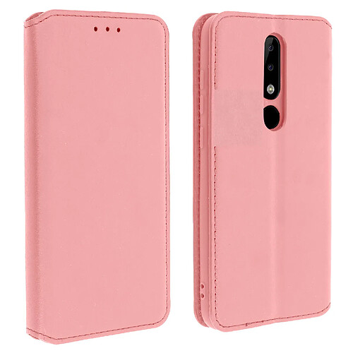 Avizar Housse Nokia 5.1 Plus Étui folio Porte-cartes Fonction Support - Rose champagne