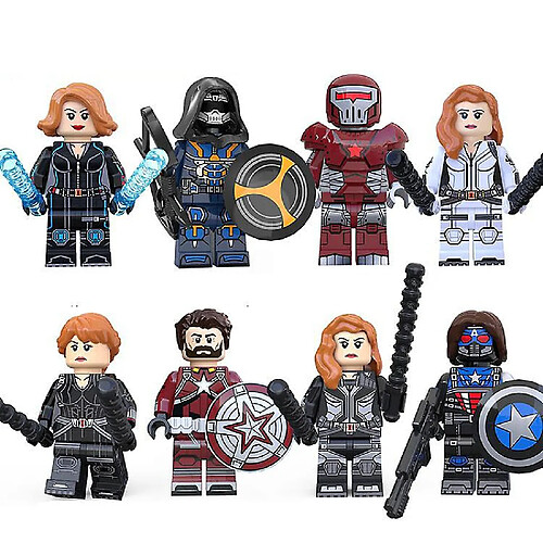 Universal 8PCS Super Hero Collection Black Widow Doll Imitation Master Crimson Machine Winter Soldier Blocs de construction Mini jouets