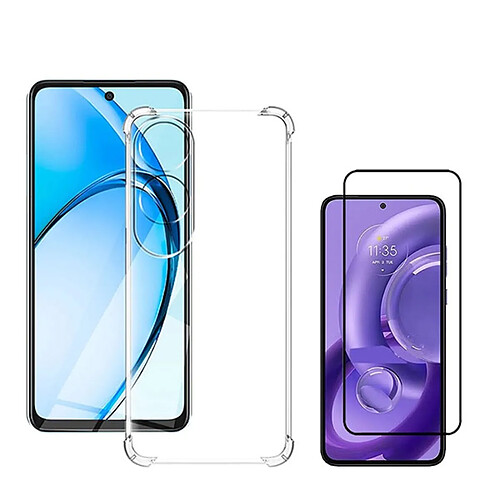 NIS Kit de Protection Supérieure + Film en Verre Trempé à Couverture Complète Compatible avec Oppo A60 - Transparent