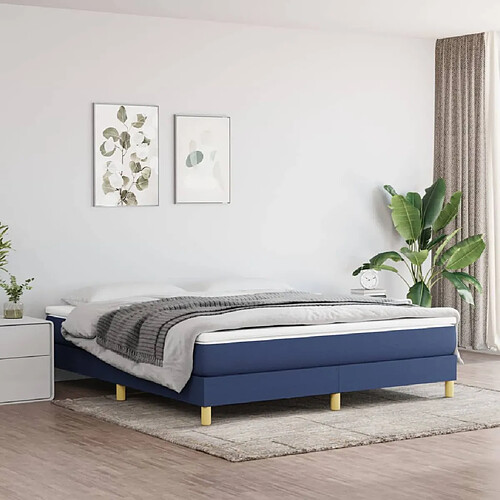 vidaXL Sommier à lattes de lit avec matelas Bleu 180x200 cm Tissu