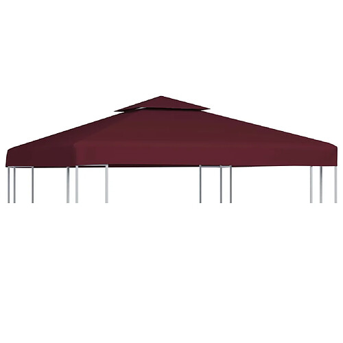 vidaXL Toile supérieure double de belvédère 310 g/m² 3x3 m Bordeaux