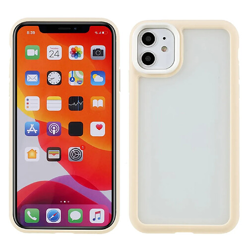 Coque en TPU + acrylique mat double couche beige pour votre Apple iPhone 11 6.1 pouces