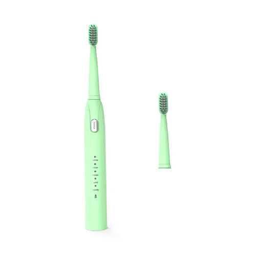 Universal Brosse à dents électrique S802 Brosse à dents acoustique à ultrasons IPX7 imperméable rechargeable 5 modes Brosse à dents acoustique automatique 2 têtes de brosse |(Vert)