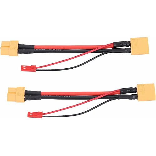 Set 2Pcs XT60 Adaptateur de câble : Connecteur mâle et femelle 14 AWG avec prise JST 22 AWG - Accessoires pour les modèles RC