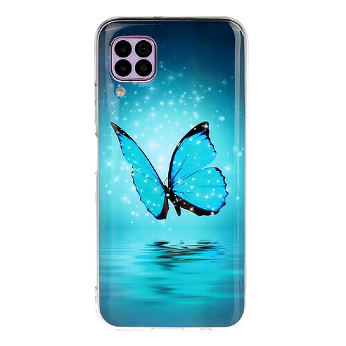 Coque en TPU lumineux papillon bleu pour votre Huawei P40 lite/Nova 7i/Nova 6 SE