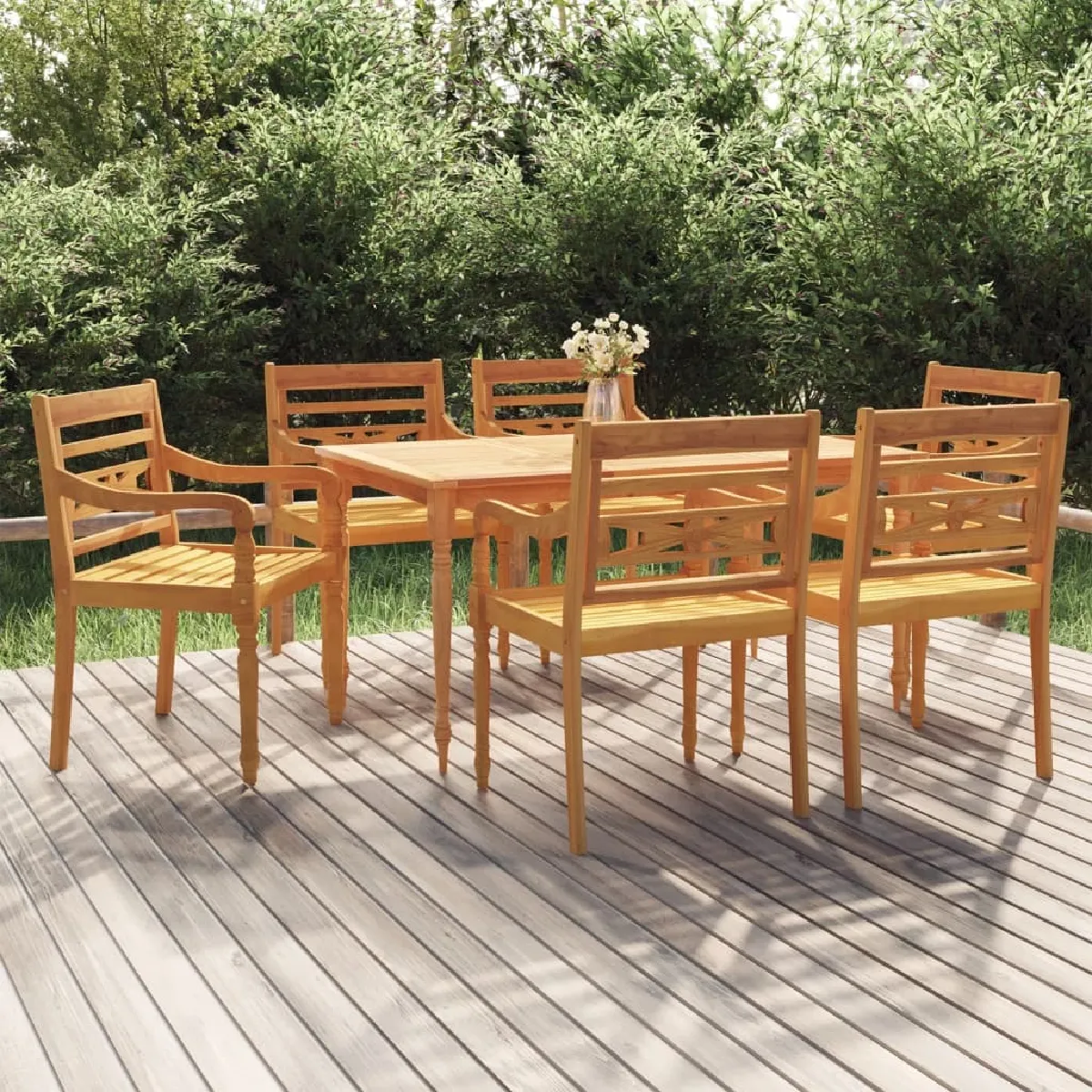 Salle à dîner de jardin 7 pcs,Table et chaise à manger Bois de teck solide -MN34330