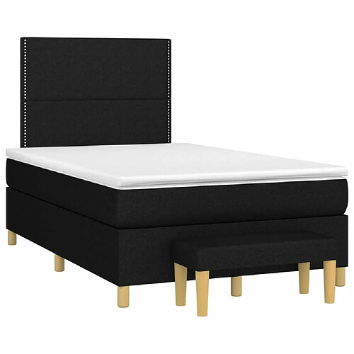 Maison Chic Lit adulte- Lit + matelas,Sommier à lattes de lit avec matelas noir 120x190 cm tissu -GKD56804