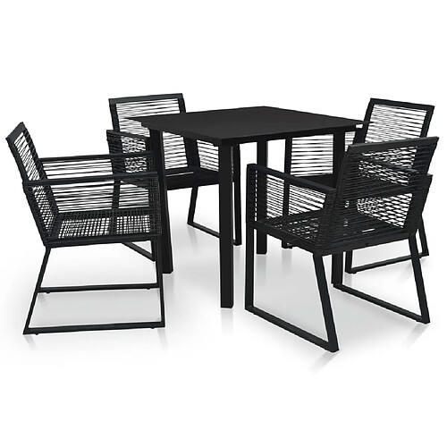 vidaXL Ensemble à manger d'extérieur 5 pcs Rotin PVC Noir