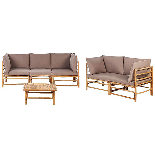 Beliani Set de jardin CERRETO Bambou Taupe