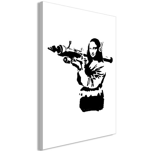 Artgeist Tableau - Banksy Mona Lisa with Rocket Launcher (1 Part) Vertical [80x120]