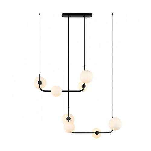 Luminaire Center Suspension moderne Ferrand Noir 8 ampoules