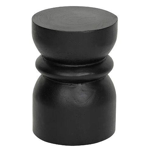 Pegane Table d'appoint, table de salon ronde en bois coloris noir - diamètre 28 x Hauteur 39,5 cm