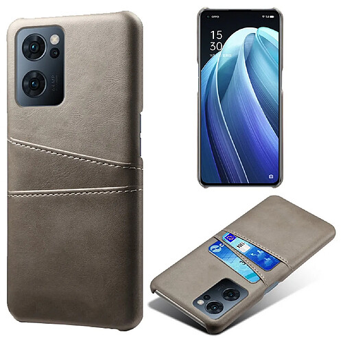 Coque en TPU + PU avec porte-cartes, gris pour votre Oppo Reno7 5G (Global)