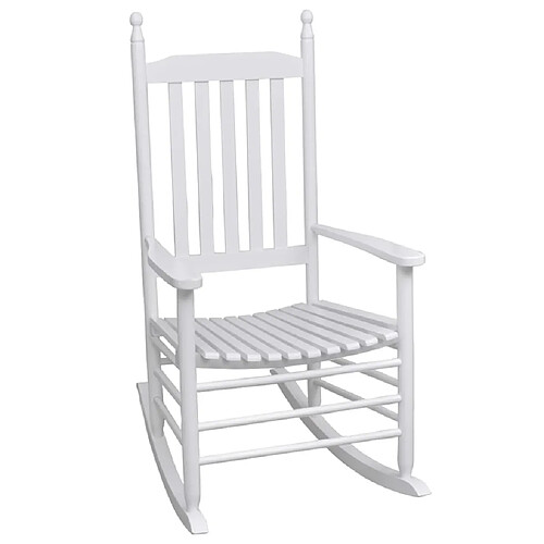 Maison Chic Chaise/Fateuill à bascule, Rocking chair avec siège incurvé Blanc Bois -GKD35582