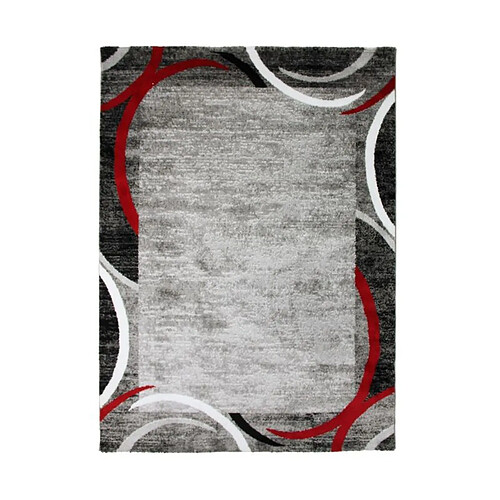 Thedecofactory METRO - Tapis vintage encadre rouge et gris 160x230