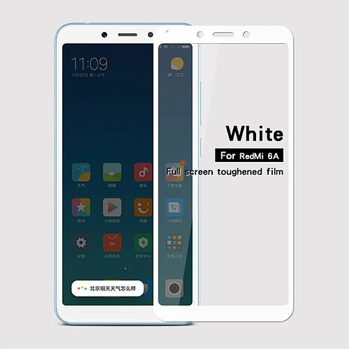 Protecteur écran en verre trempé 2.5D 9H complet couvrant la garde blanc pour votre Xiaomi Redmi 6A