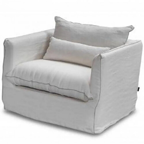 Inside 75 Cartagene - fauteuil en lin blanc - 80 cm