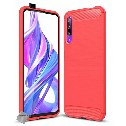 Htdmobiles Coque silicone gel carbone pour Huawei Honor 9X + film ecran - ROUGE