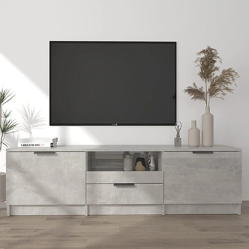 vidaXL Meuble TV gris béton 140x35x40 cm bois d'ingénierie