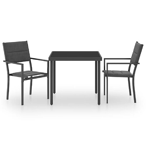 Maison Chic Salon de jardin de salle à manger 3 pcs,Table et Chaises d'extérieur,Mobilier de jardin Acier -MN23110