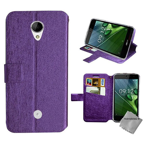 Htdmobiles Housse etui portefeuille pour Acer Liquid Zest 3G Z525 + verre trempe - MAUVE