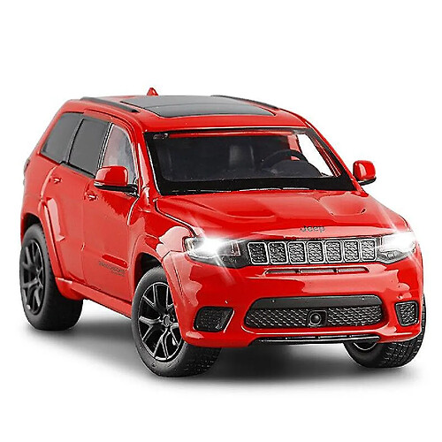 Universal Véhicule en alliage 1: 32 Jeep-SRT Grand Cherokee Classic, amortisseur de direction, son et jouet léger.(Rouge)