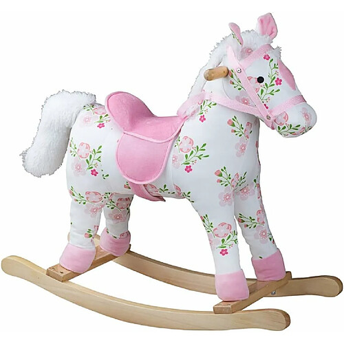 Bigjigs Toys Jeu en bois - Cheval à Bascule - Fleuri