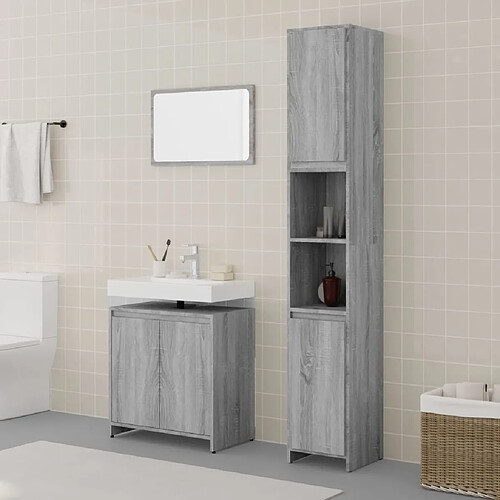 vidaXL Ensemble de meubles de salle de bain 3 pcs Sonoma gris