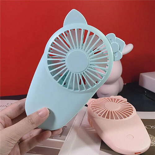 (Bleu) Support de Téléphone de Bureau de Lames en Plastique de Mini Ventilateur Portatif de Chargement Portatif d'Usb