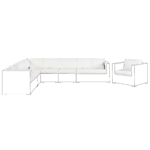 Beliani Set de housses de coussins blanc crème pour salon de jardin XXL