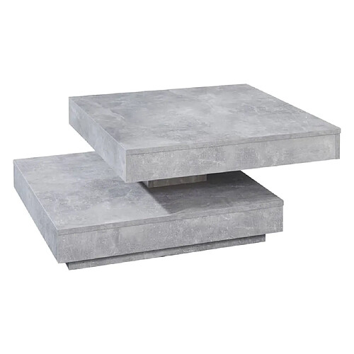 Mpc Table Basse 360 ° Rotative 70 X 70 X 34 Cm En Aspect Béton Marbré Blanc