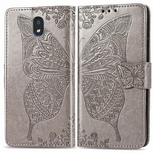 Wewoo Housse Coque Pour LG K30 2019 Papillon Love Flower Embossed Horizontal en cuir avec support lanière fente carte portefeuille Gris