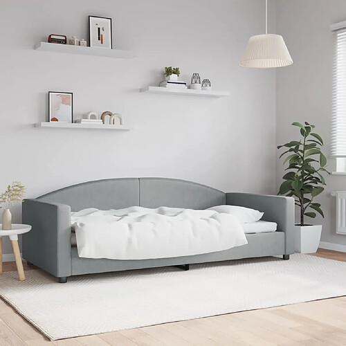 vidaXL Lit de repos sans matelas gris clair 90x200 cm tissu