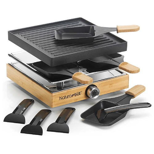 Appareil à raclette 4 personnes 750w + grill - RACWOOD4 - NATURAMIX