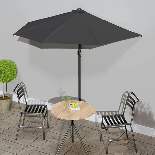 vidaXL Parasol de balcon et mât en aluminium Anthracite 270x144cm Demi