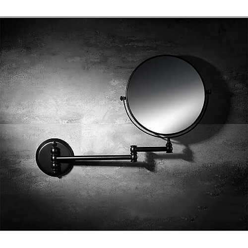 Universal Miroir de salle de bains 8 pouces pliant noir miroir de salle de bains agrandi double 2 visages miroir de maquillage table femme miroir mural(Le noir)