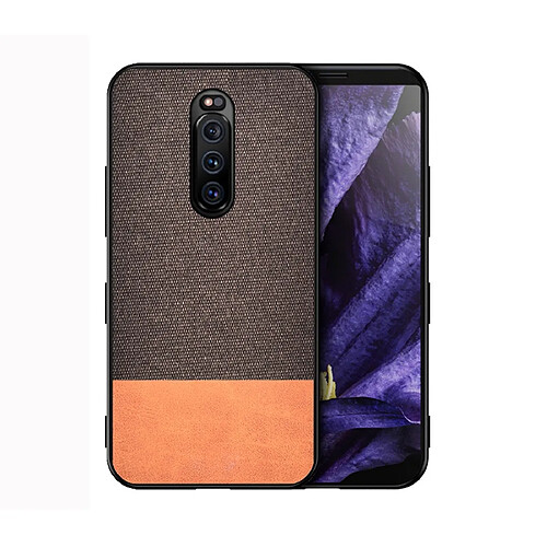 Wewoo Coque Rigide Housse de protection en tissu PU épissage antichoc pour Sony Xperia 1 marron